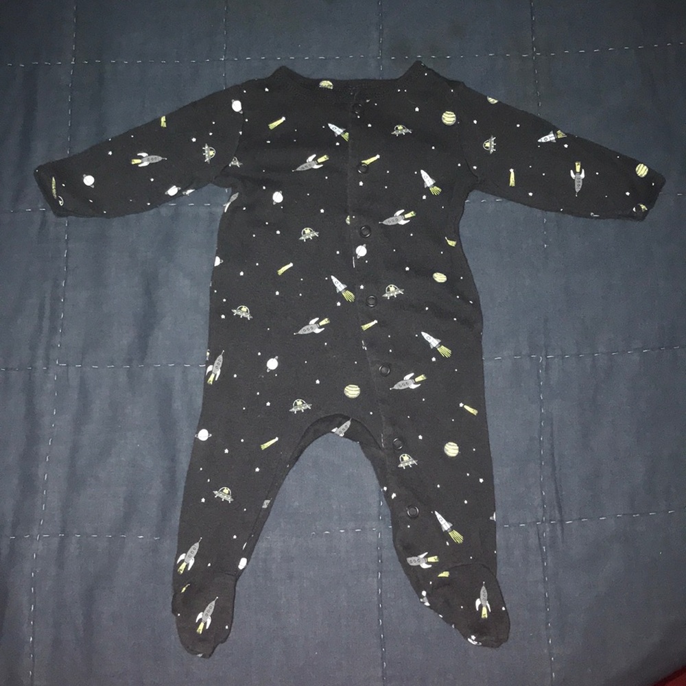 Baby, Black space footie pajamas